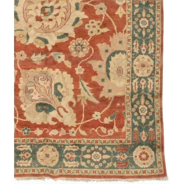 Late 20th Century Handmade Green Red Rust Egyptian Rug Persian Sultanabad Design For Sale - Image 4 of 5