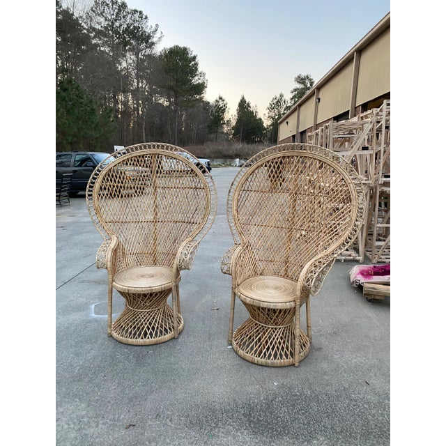 Boho Chic 1970s Peacock Chairs- a Pair For Sale - Image 3 of 5