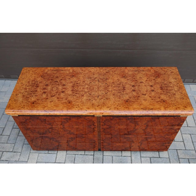 Italian Credenza in High Gloss Burl and Brass, Italy - 1970's For Sale - Image 9 of 12