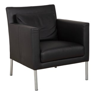 Leather Jason Armchair in Black Nappa Leather and Metal Frame from Walter Knoll For Sale