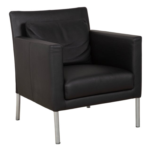 Leather Jason Armchair in Black Nappa Leather and Metal Frame from Walter Knoll For Sale