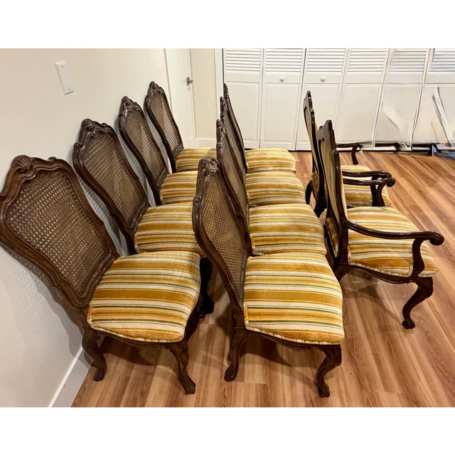 1970s Karges Louis XV-Style Carved Walnut Dining Chairs — Set of 10 For Sale - Image 15 of 17
