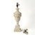 Tastefully and classically designed vintage alabaster lamp with carved leaf detail around an urn shaped body. Larger size...