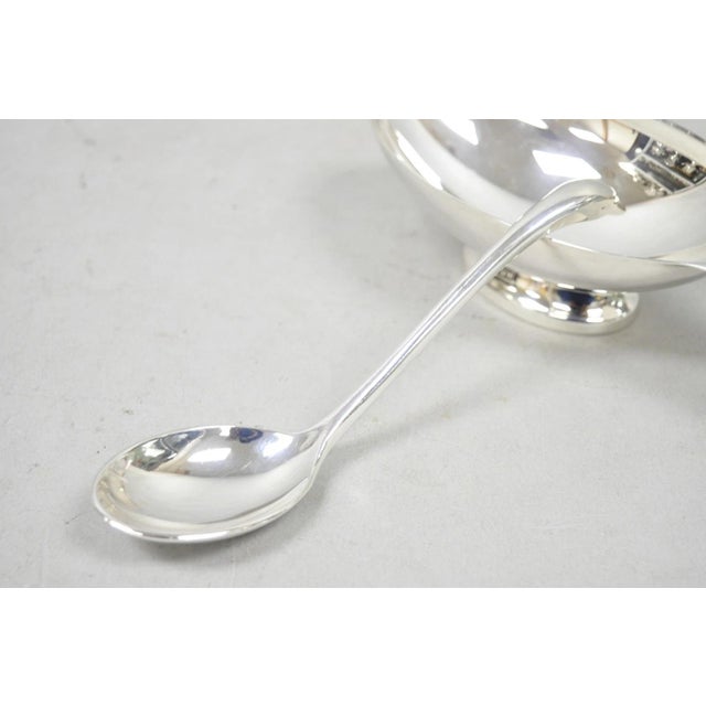 Mid 20th Century Christofle France Gallia Silver Plated Figural Gravy Sauce Boat W/ Swan Spoon For Sale In Philadelphia - Image 6 of 11