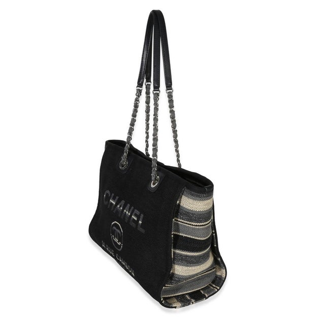 Contemporary Blue Canvas Striped Small Deauville Shopping Tote For Sale - Image 3 of 7