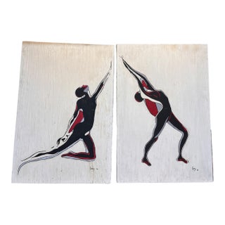 1988 “The Black Ballerina” Signed Henry Original Oil Paintings — Pair For Sale