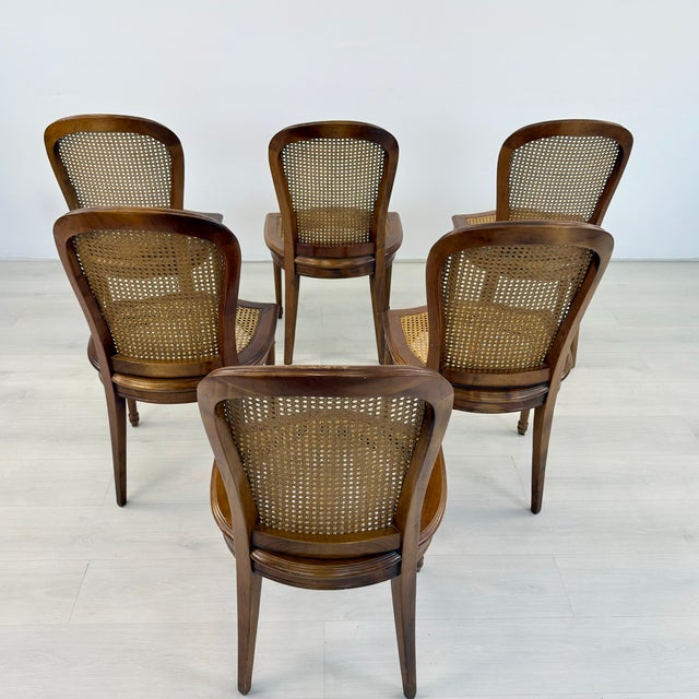 Wood Louis XVI Style Dining Chairs - Set of 6 For Sale - Image 7 of 9