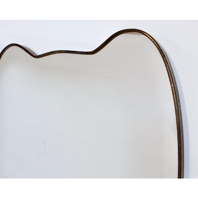Goldenrod Mid-Century Modern Italian Wall Mirror with Brass Frame, 1960s For Sale - Image 8 of 14