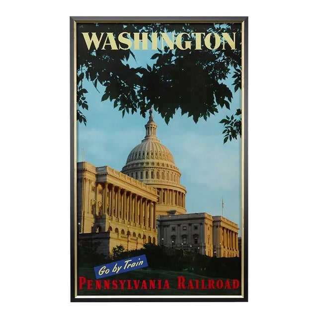 Mid 20th Century "Washington/ Go by Train/ Pennsylvania Railroad" Vintage Travel Poster For Sale