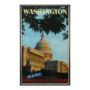 Mid 20th Century "Washington/ Go by Train/ Pennsylvania Railroad" Vintage Travel Poster