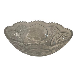 Antique Cut Glass Bowl - Large 12" - Pear and Hobstar Pattern For Sale