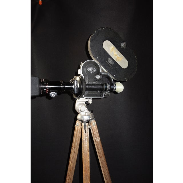 Arriflex Early 16mm Motion Picture Camera on Wood Tripod Chairish