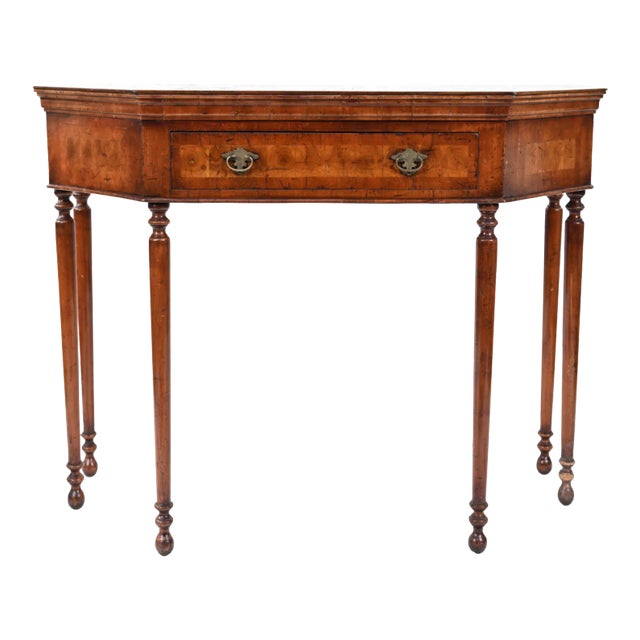Late 19th Century Antique Parquetry Single Drawer Burlwood Console Table For Sale