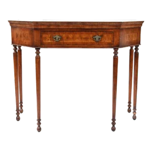 Late 19th Century Antique Parquetry Single Drawer Burlwood Console Table