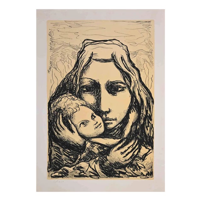 Carlo Levi, Mother and Child, Original Lithograph­, Mid 20th-Century For Sale