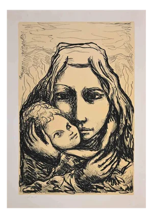 Carlo Levi, Mother and Child, Original Lithograph­, Mid 20th-Century