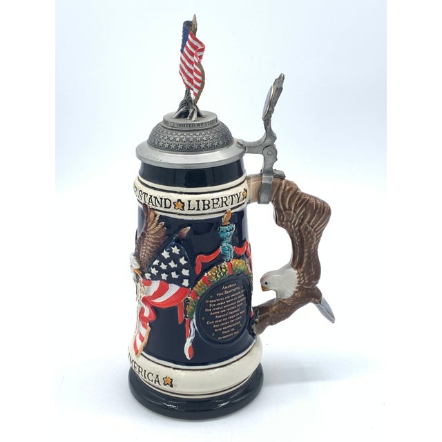 1990s Westerwald Stars and Stripes Beer Stein Rare For Sale - Image 5 of 9