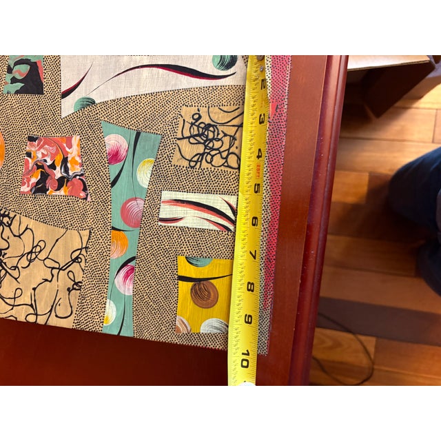 Late 20th Century Hand-Decorated Abstract Collage Jewelry Box, Signed, 10” Square For Sale - Image 4 of 5