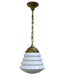 Art Nouveau Ceiling Lamp in Brass and Opaline Glass, Austria, 1890s