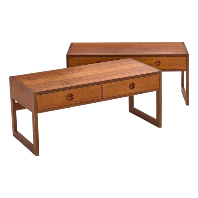 Mid 20th Century Pair of Low Teak Hallway Chests Attributed to Arne Wahl Iversen For Sale