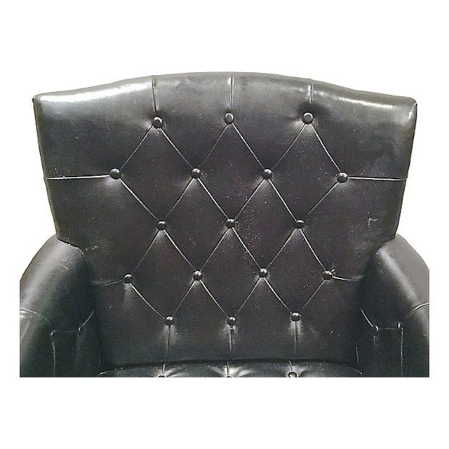 Wood Vintage Mid CenturyTufted Leather Bergère For Sale - Image 7 of 10