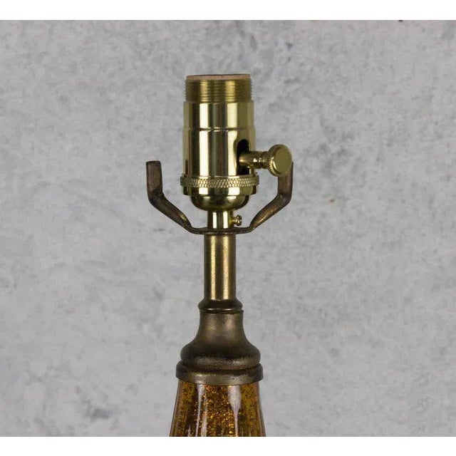 1960s Italian Murano Ribbed Glass Table Lamp With Gold Flecks, 1960s For Sale - Image 5 of 6