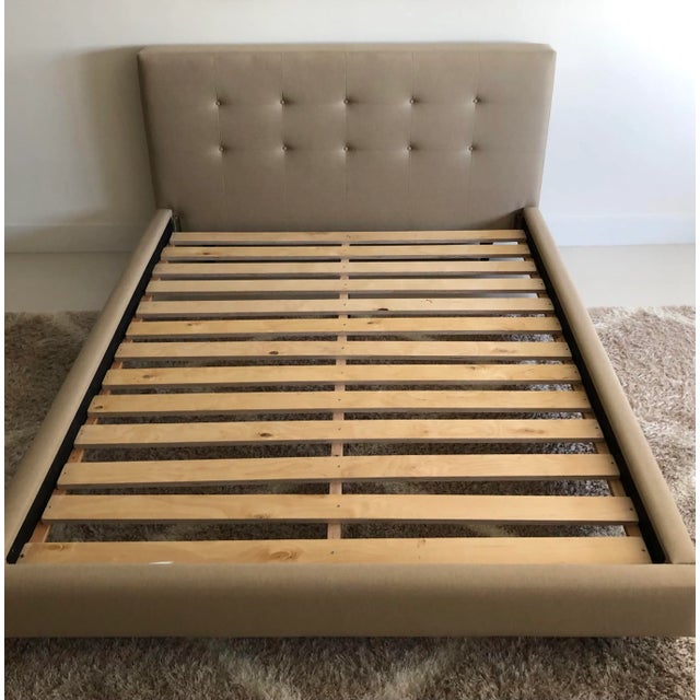 2010s Crate and Barrel Upholstered Queen Size Platform Bed For Sale - Image 5 of 8