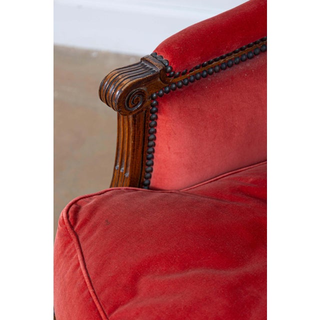 Red French 18th Century Louis XVI Bergere For Sale - Image 8 of 10
