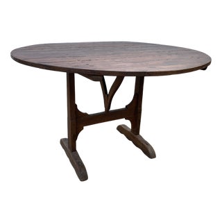 Antique Round Winemaker's Target Folding Table with Tilting Top, 1890s For Sale