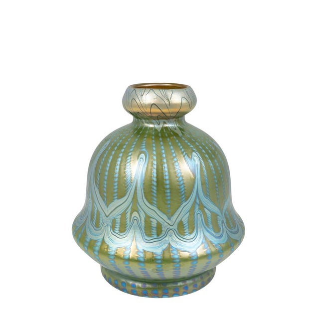 Art Nouveau Bohemian Glass Vase in Blue - Green from Johann Loetz Witwe, 1900s For Sale - Image 4 of 8