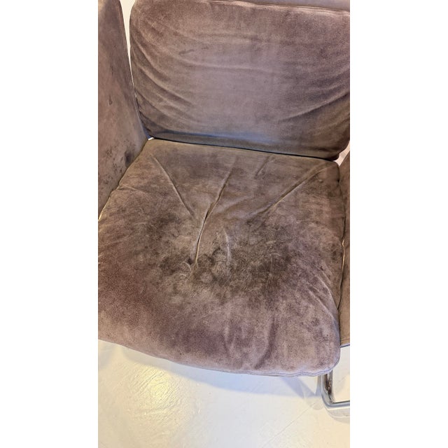 1960s Vintage Chrome Cantilever / Sling Grey Leather Lounge Chair — Late 20th Century For Sale - Image 5 of 8