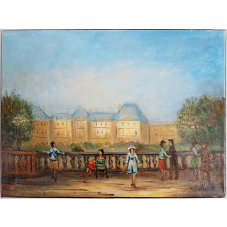 Michel Pabois, Paris, Day in the Luxembourg Garden, Original Oil on Canvas For Sale