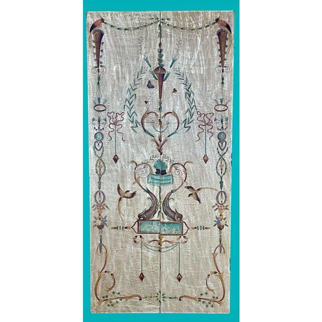 This is a set of four monumental painted panels with French neo-classical styling. There are four individual panels when...