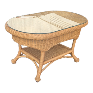 Vintage Wicker Coffee Table Circa 1980s