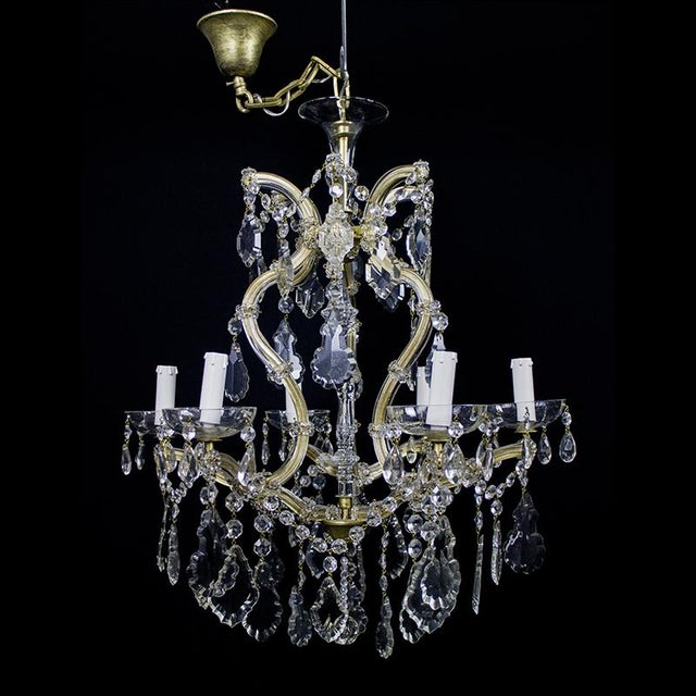 Glass Maria Teresa Chandelier with 6 Lights in Bohemian Crystal, 1950s For Sale - Image 7 of 11