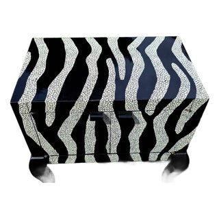 1990s Postmodeen Zebra Print 2 Door Cabinet Buffet Sideboard Console For Sale