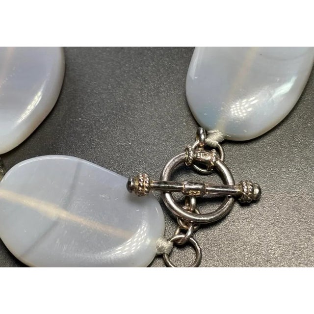 LUC Gemstone Necklace Blue Lace Agate With Sterling Silver Toggle Clasp For Sale - Image 4 of 4