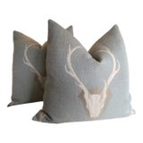 Uncle Buck Cloud Blue Antler Pillows - a Pair For Sale