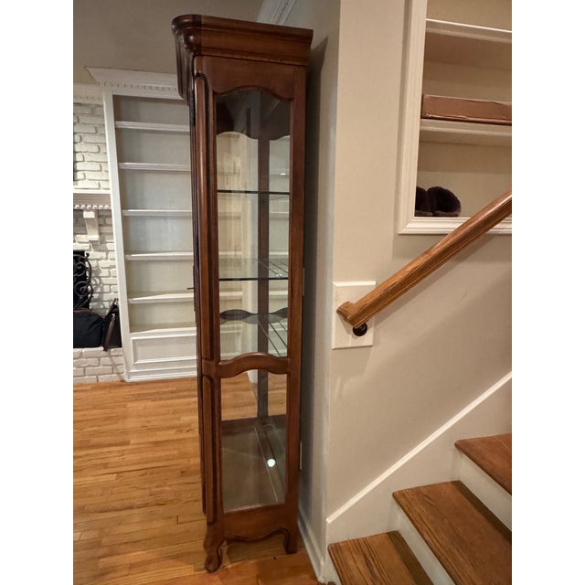 Ethan Allen 1990s Ethan Allen Country French Cherry Lighted Curio Cabinet, Made in Usa For Sale - Image 4 of 5
