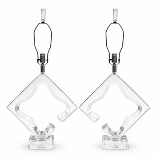 Van Teal Lucite Diamond Table Lamps - A Pair For Sale