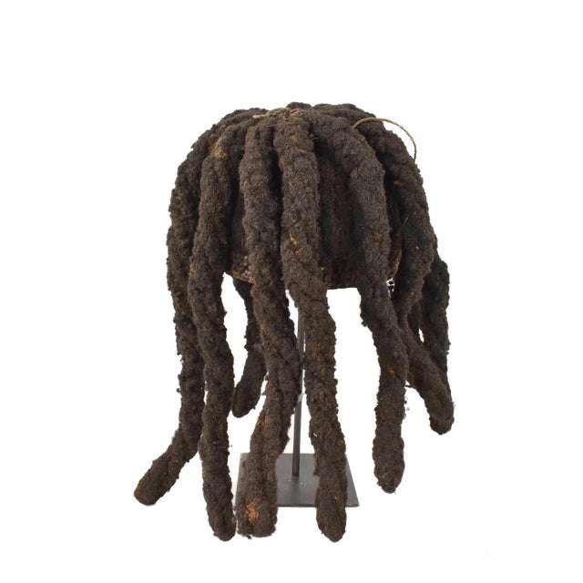 Early 20th Century Bamileke Woven Hat with Hair Cameroon For Sale - Image 4 of 6