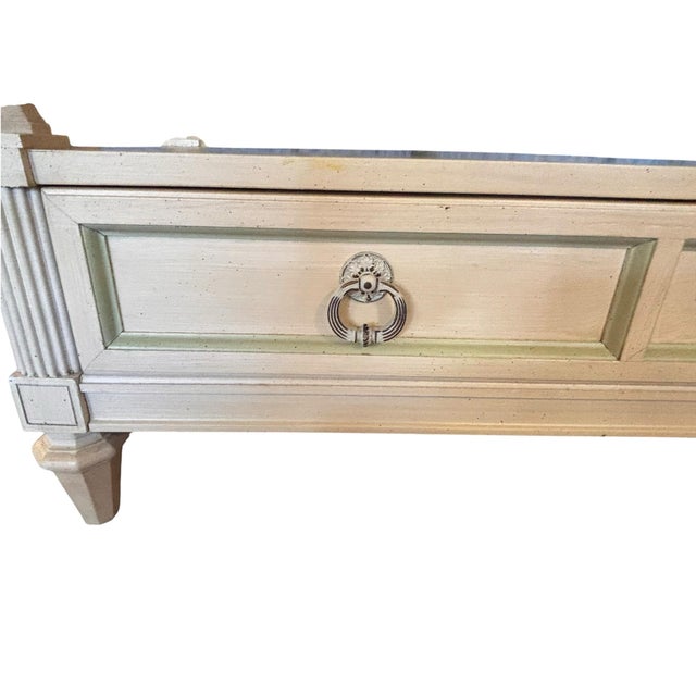 French Provincial Vintage 1972 Thomasville French Provincial Drop-Leaf Server in Distressed Cream For Sale - Image 3 of 10