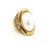 Vintage Italian 18k Gold Mabe Pearl Diamond Bombe Ring, Size 7 For Sale In Miami - Image 6 of 9