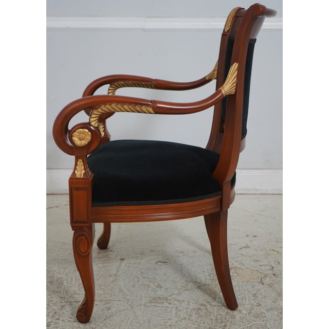 Neoclassical Pair of Neoclassical Napoleonic Gilt Accent Open Armchairs For Sale - Image 3 of 18