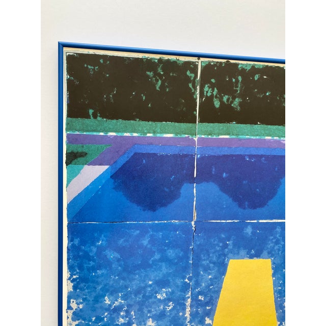 David Hockney David Hockney Vintage 1988 Pop Art Lithograph Print Framed Museum Exhibition Poster " Day Pool With Three Blues ( Paper Pool #7 ) " 1978 For Sale - Image 4 of 17