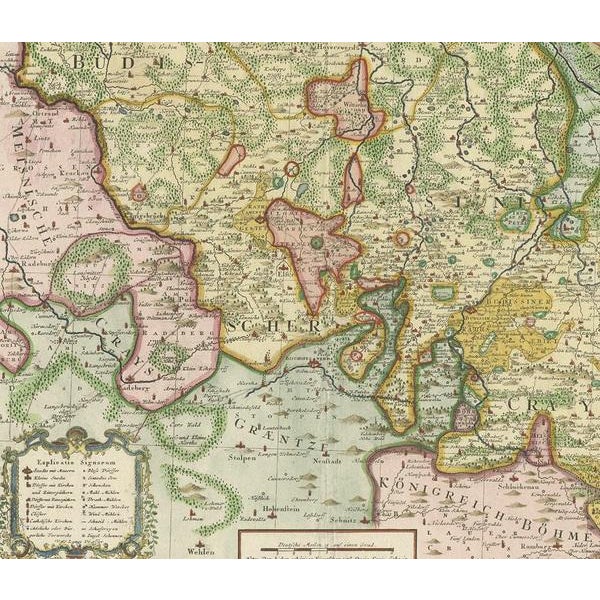 Antique Map of Upper Lusatia by Homann Erben, 1746 For Sale - Image 3 of 5