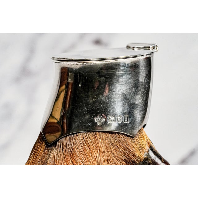 Victorian Country Sporting Decor Antique English Sterling Silver Mounted Deer Hoof Taxidermy Inkwell For Sale - Image 3 of 14