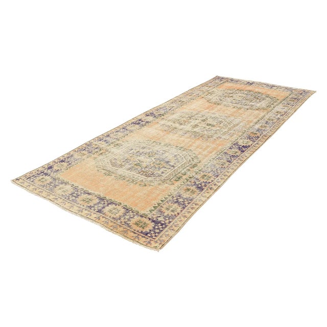 Shabby Chic Mid 20th Century Distressed Vintage Turkish Oushak Rug For Sale - Image 3 of 7