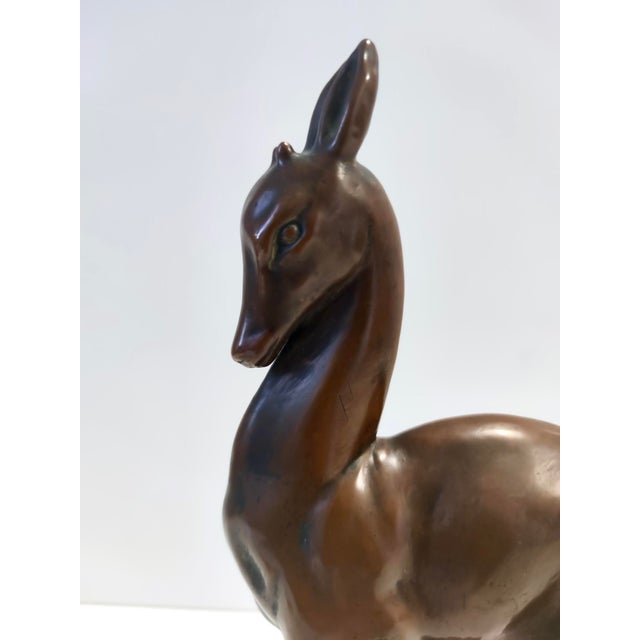 Ceramic Vintage Coppered Ceramic Roe Deer Figurine, Italy, 1930s For Sale - Image 7 of 10