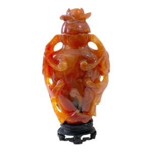Antique Carved Carnelian Agate Urn / Snuff Bottle